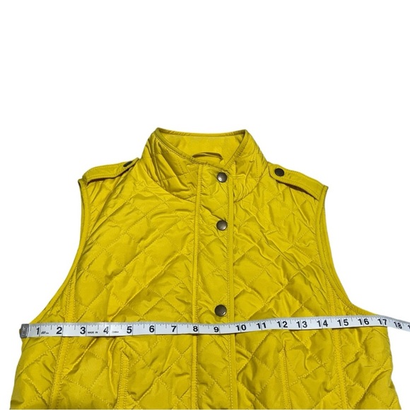 Talbots Yellow Quilted Vest- Fleece Lined Size S - Picture 8 of 12
